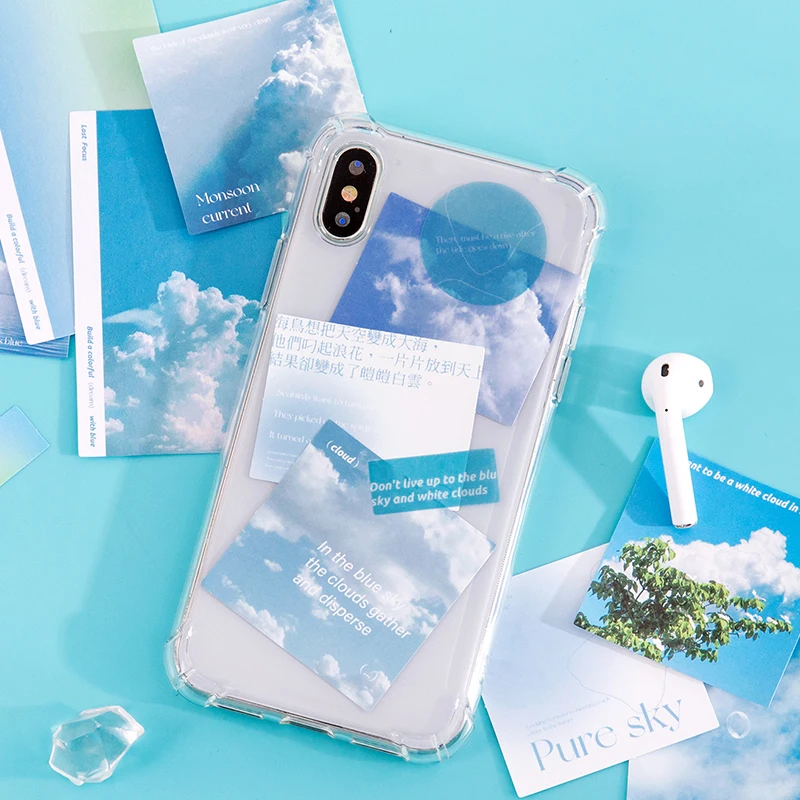 Funda de teléfono móvil con diseño estético de paisaje de cielo, nubes, atardecer, decoración de Material, tarjeta, accesorios para diario, Collage