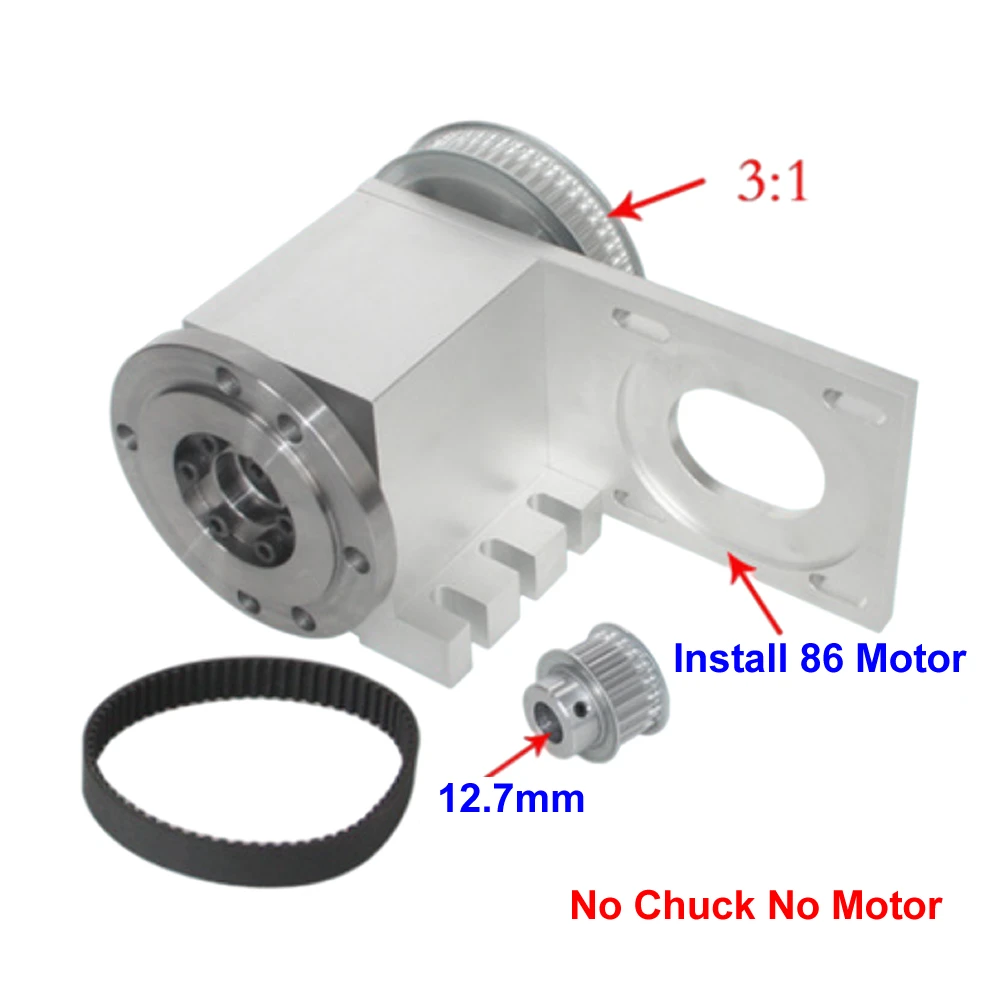 Rotary Axis NEMA34 86 Stepper Motor CNC Indexing Head 4 Jaws 100MM Chuck Center Height 65MM CNC Engraving Machine Rotation Tools