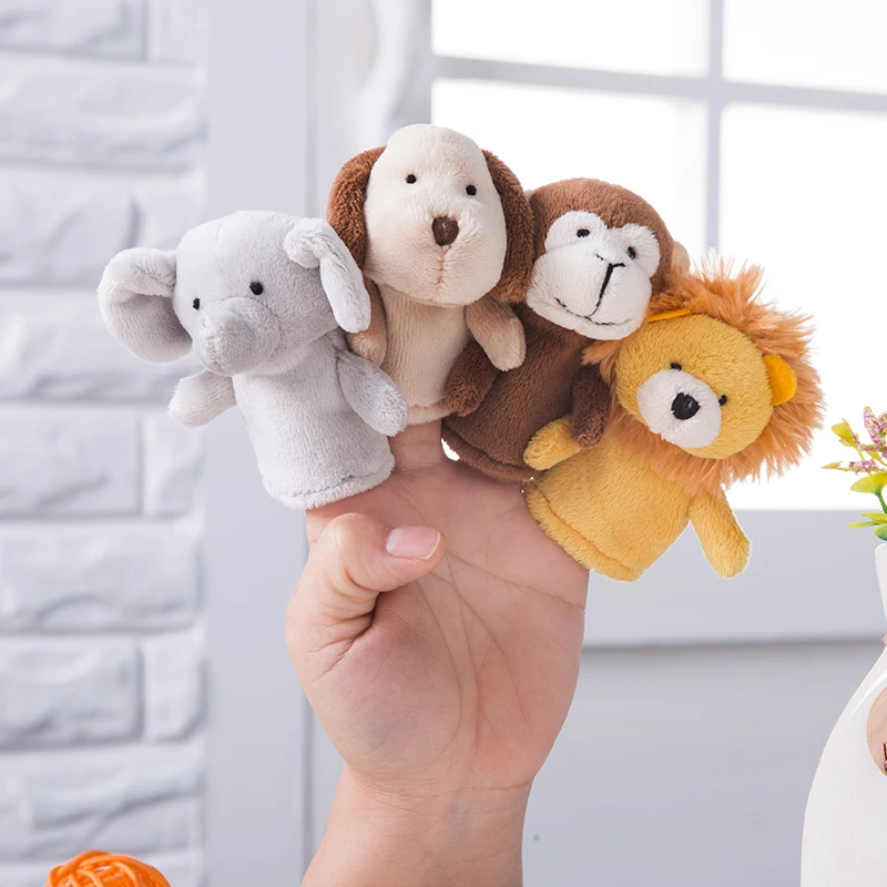 Animal Hand Puppets for Baby Plush Toys Kids Puzzle Piggy Frog Puppy Lion Monkey Bear Duck Elephant Finger Puppet