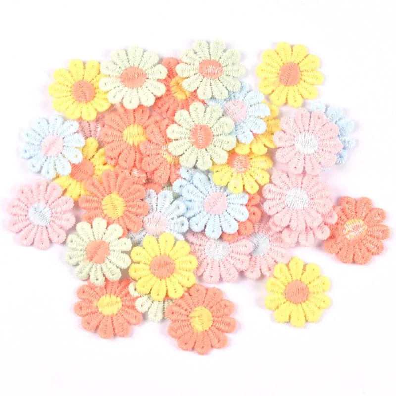 30Pcs/lot 26mm Mixed Cloth Flower Appliques for DIY Hat Clothes Leggings Sewing Supplies Headwear Decor Patches C3038