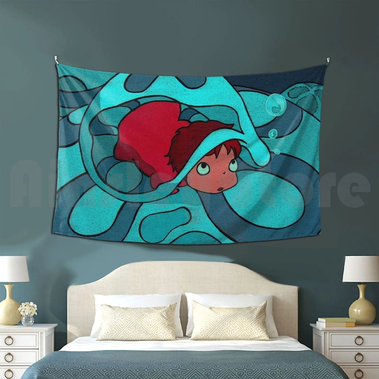 Ponyo-Hiding In A Jellyfish! Tapestry Background Wall Hanging Ghibli Studio Ghibli Totoro My Neighbour Totoro Mai