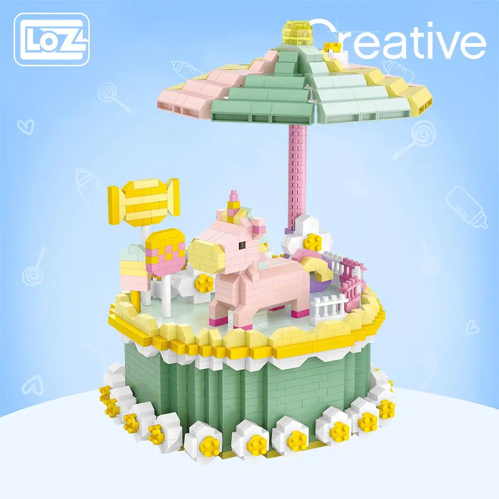 

LOZ Diamond Blocks Carousel Birthday Cake Macaron Unicorn Tiny Particles Assembled Building Blocks Educational Toys