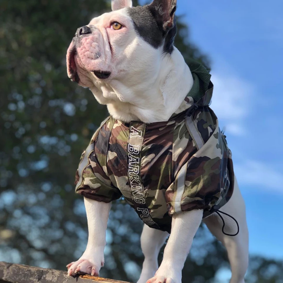 FATHIN Dog Clothes Adidog Camouflage French Bulldog Pupreme Shirt Dog Camo Windbreaker Sport Retro Dog Hoodies Pet Clothes