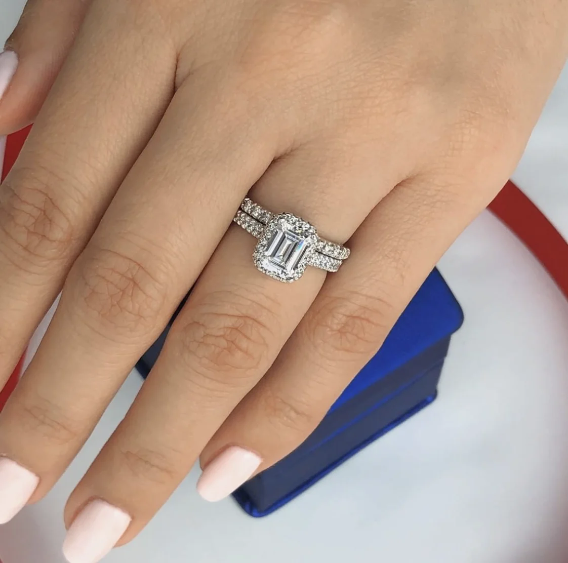 Luxury 925 Sterling Silver Ring Square Emerald cut 3 Carat Diamond Wedding Rings set For Women Solid Silver 925 Jewelry Gift