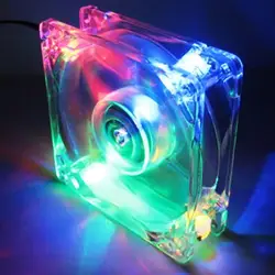New 8025 Clear 8cm with LED Lights Chassis Cooling Fan for PC Computer Case Cooler