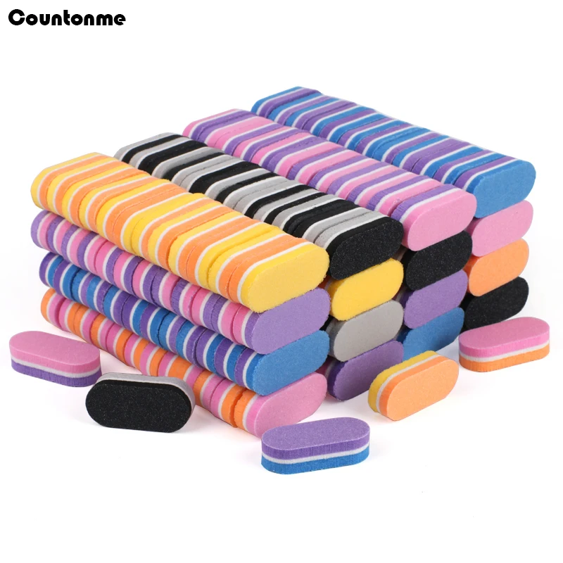 

100Pcs/200Pcs Mini Sponge Nail File 100/180 Colorful Buffer Double Sided Sanding Buffer Cuticle Remover Pedicure Manicure Files