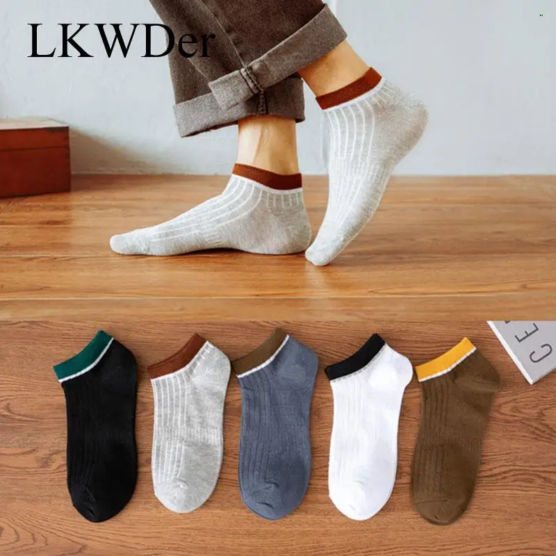 5 Pairs/lot Summer Fashion Breathable Boat Socks Quality Cotton Men Short Ankle Socks Casual Man Socks Male Meias Hombre