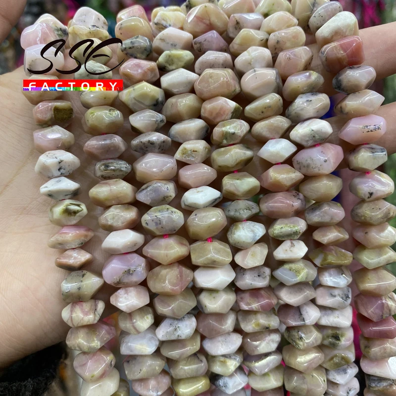 Faceted Natural Pink Opal Stone Beads Irregular Special Cut Genuine Loose Spacer Beads for Jewelry Making Diy Bracelets Necklace
