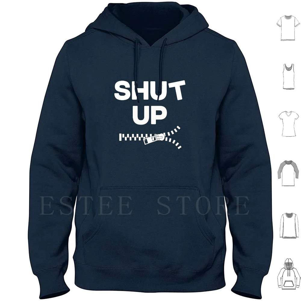 Shut Up-Zipper Hoodies Long Sleeve Feisty Shut Up Mouth Lip Tongue Funny Cute Angry Bad Zipper Confidence Loud