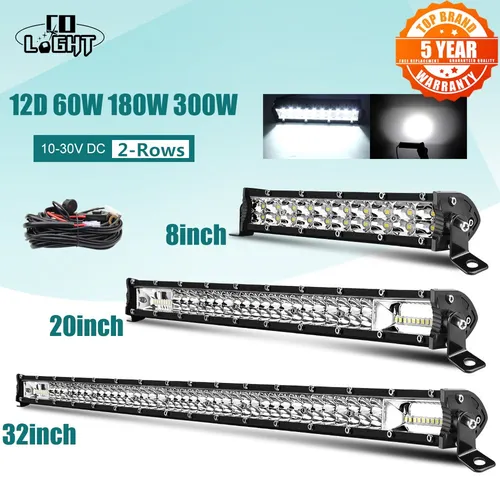 CO LIGHT Super Slim 12D 8 ""20"" 32 ""barra LED haz de inundación barra de luz LED para Tractor barco todoterreno 4WD 4x4 camiones SUV ATV 12V 24V