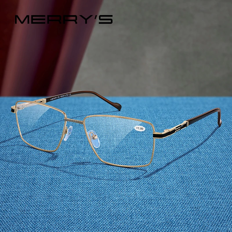 MERRYS DESIGN Anti Blue Light Blocking Men Reading Glasses CR-39 Resin Aspheric Glasses Lenses +1.00 +1.50 +2.00 +2.50 S2107FLH