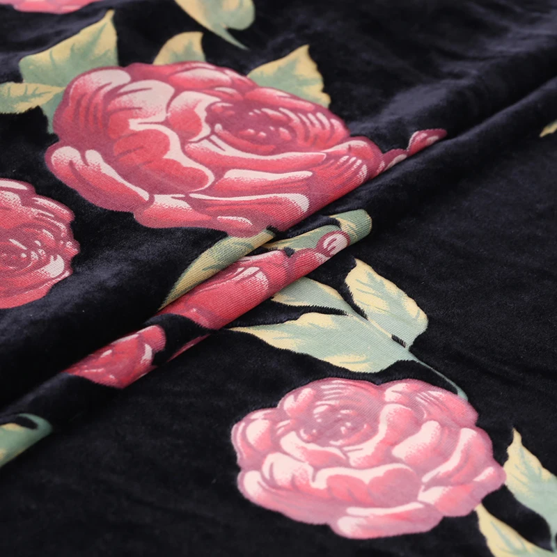 Spring and Summer Wide Hollow Real Velvet Fabric Mulberry Silk Etched-out Velvet Fabric Velvet Clothing Cheongsam Handmade