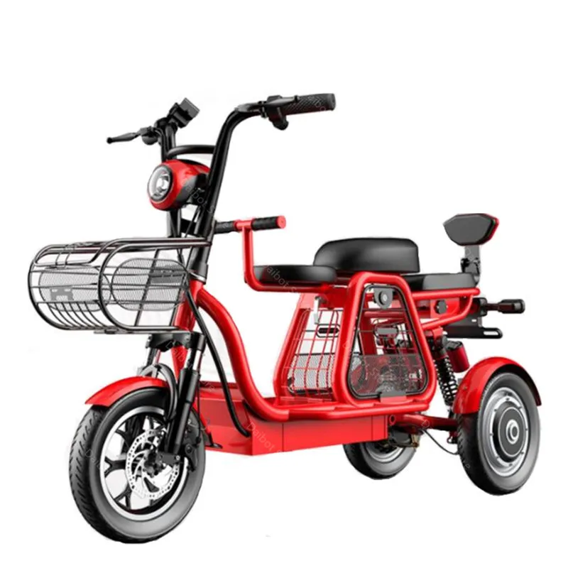 12 Inch Electric Adult Tricycle 3 Wheels Electro-tricycle 500W 48V 30AH, Range 110-120KM, Electric Scooter Seats/Basket