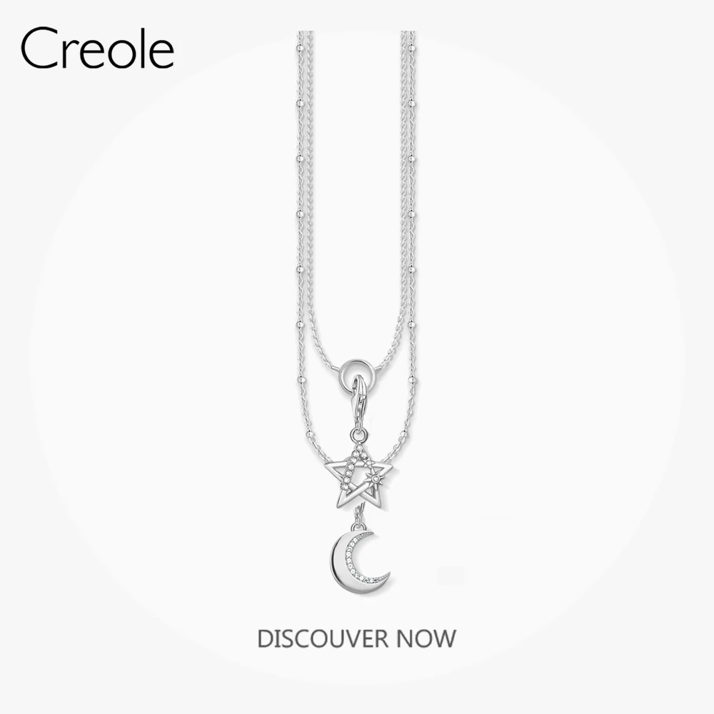 Charm Necklace Moon & Star 2021 New Fashion Jewelry 925 Sterling Silver Bijoux Trendy Romantic Gift Link Chain For Women Girls