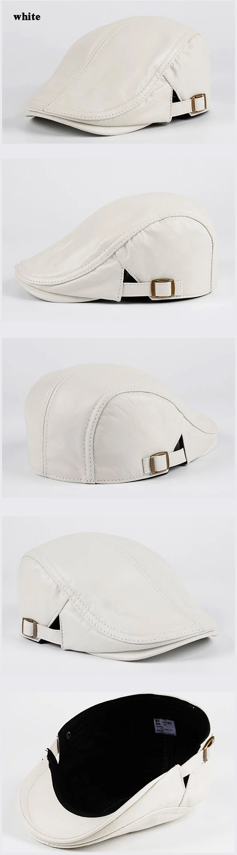 Frühling Frauen/Männer Echtes Leder Dünne Baskenmütze Hüte Damen Koreanische Mode Boina Rosa/Rot/Weiß Kappen Mujer casual Casquette – Detail 5