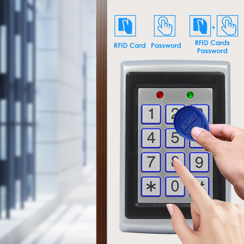 RFID Metal Access Control EM Card Reader Keypad 2000 User 125KHz Card Reader Keypad Key Fobs Standalone Door Access Controller