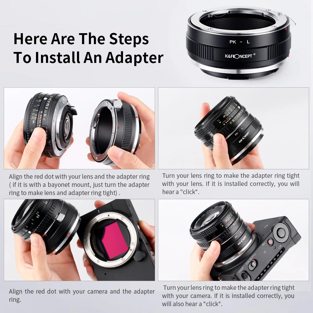 K&F Concept PK-L Camera Lens Adapter Ring to L Mount for Pentax K PK Lens to Leica Sigma Panasonic L Mount Camera Body