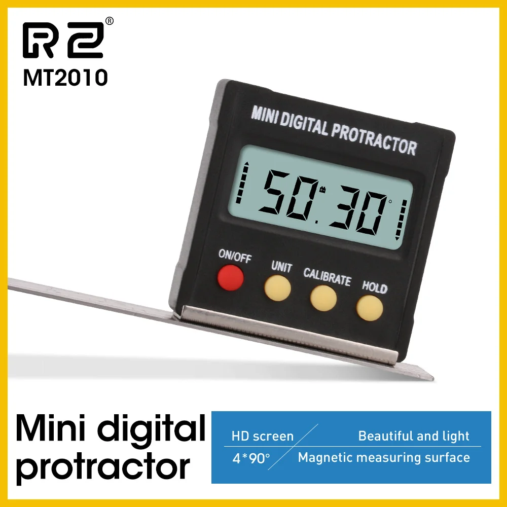 RZ Digital Protractor Inclinometer Tester Angle Finder Measure Bevel Goniometer 90 degrees Gauge Ruler MT2011 MT2010