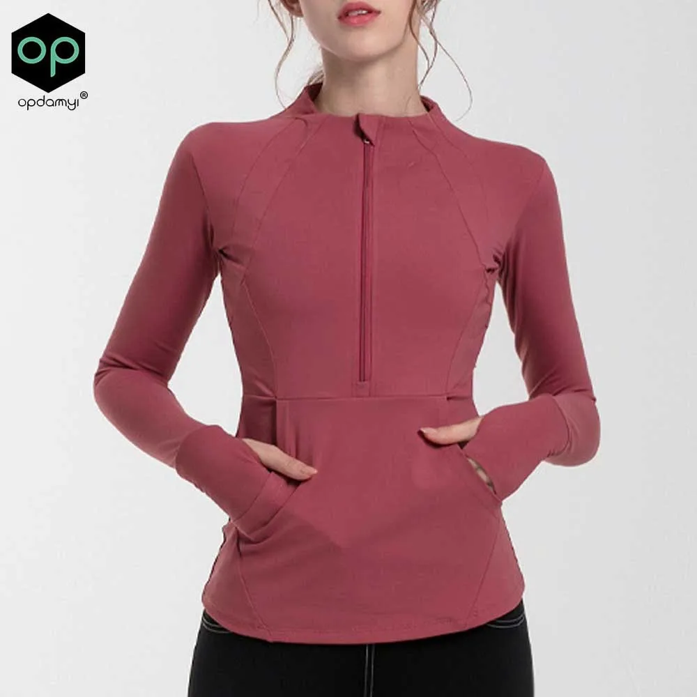 New Product Half Zipper Breathable Jacket Stretch Tight Fitness Clothes Slimming Sports Top Yoga Clothes Long-Sleeved Women