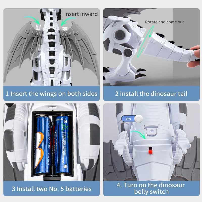 Crianças dinossauros brinquedo elétrico crianças educacional interativo legal iluminação dinossauro animais robô brinquedos para o menino