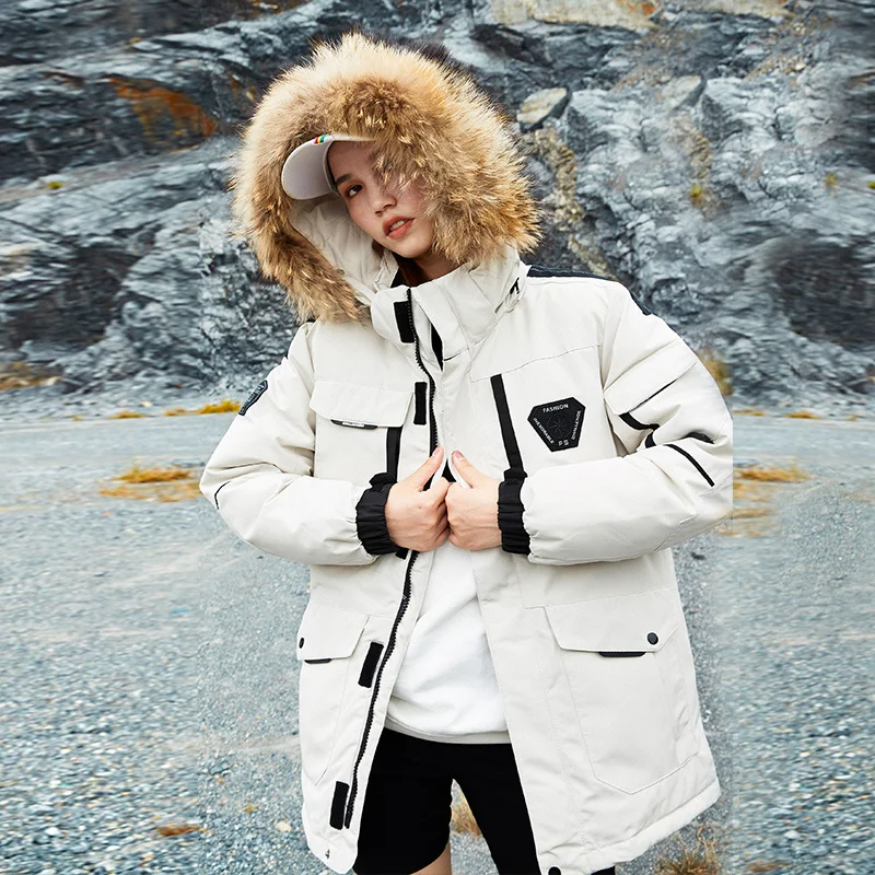 Chaqueta de plumón de pato blanco para hombre, abrigos acolchados gruesos con capucha cálidos, abrigo térmico de alta calidad para pareja, Parka de