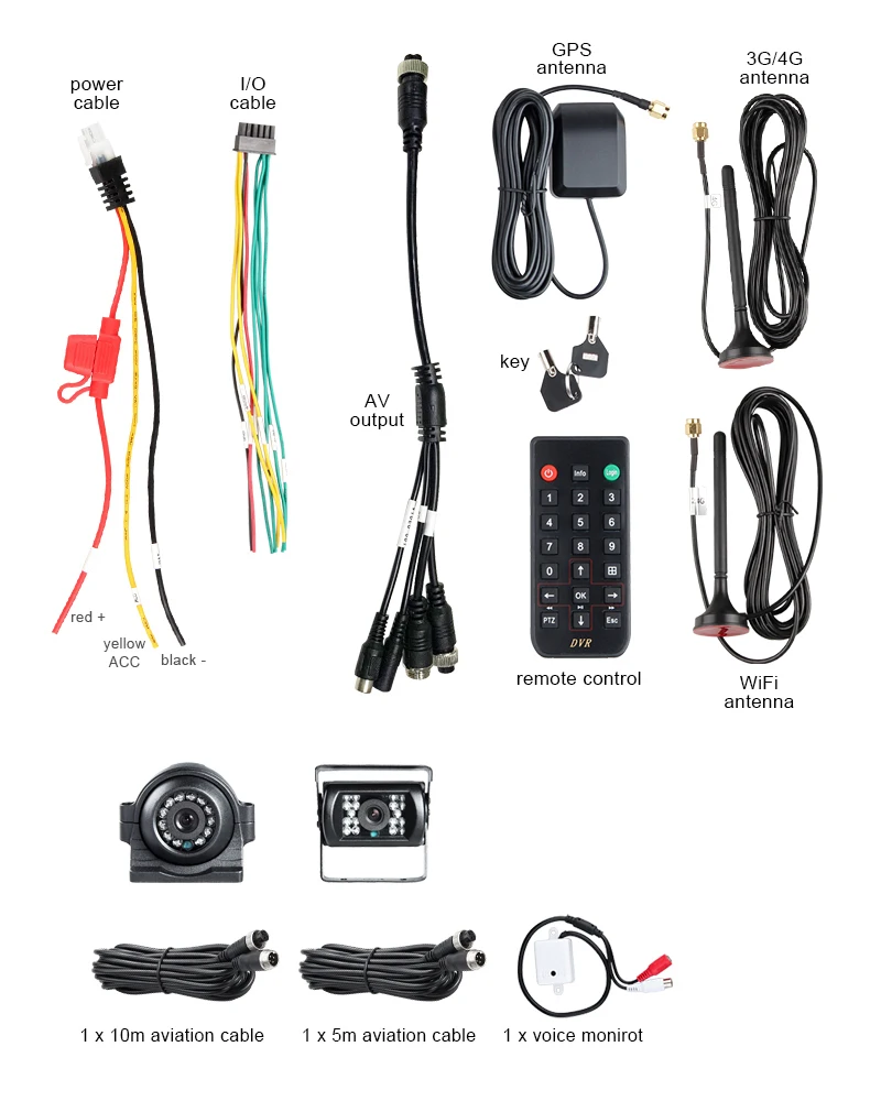 Darmowa wysyłka 4G GPS Wifi 4CH Rejestrator wideo z 2 sztukami zestawów kamer cofania CCTV Nadzór w czasie rzeczywistym Zdalny widok G-sensor