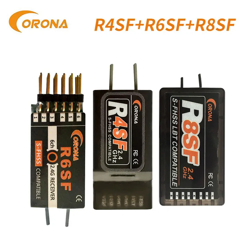 Corona 2.4G R4SF R6SF R8SF S-FHSS/FHSS Receiver Compatible FUTABA S-FHSS T6J T8J T14SG 16SZ Airplane Helicopters Car