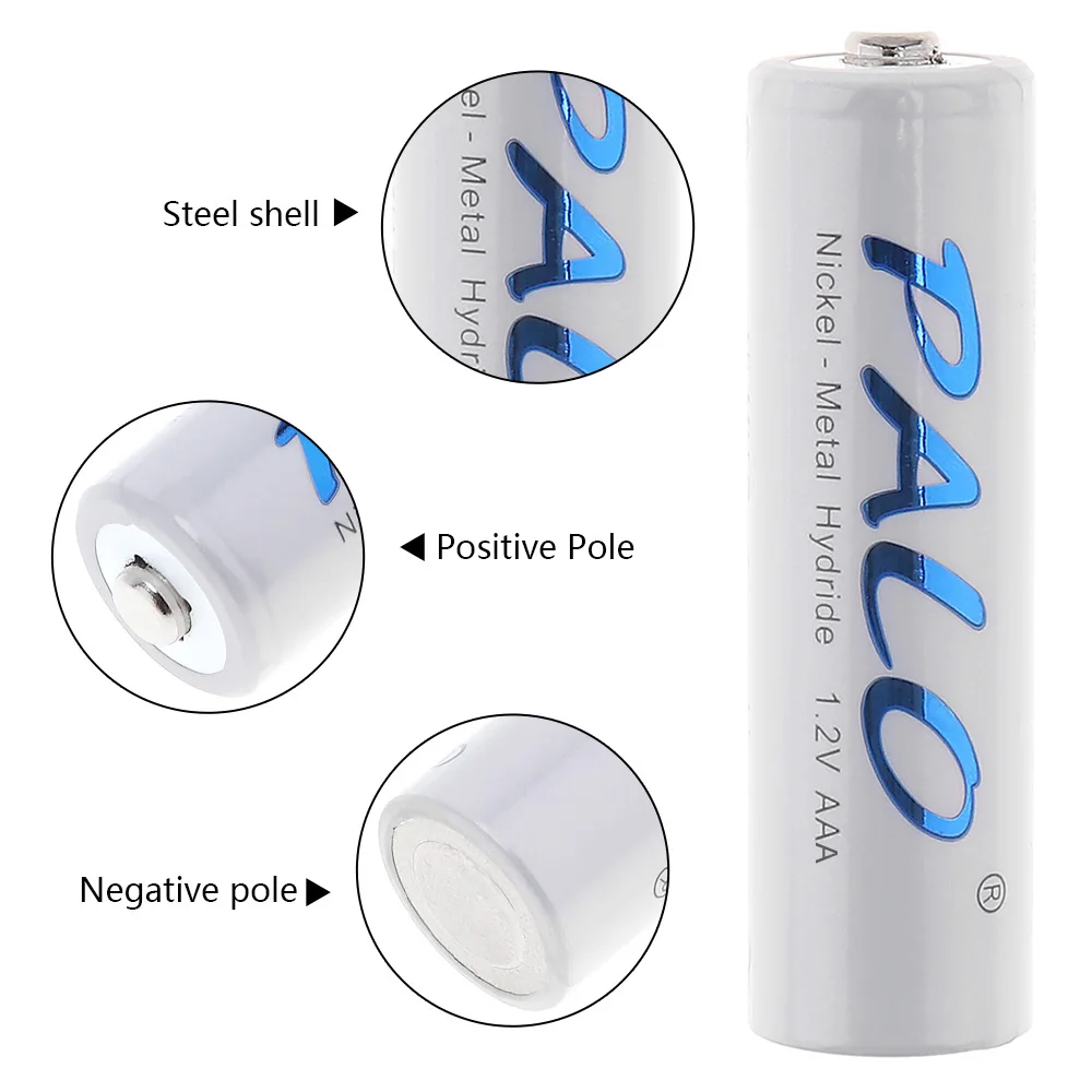 PALO 100% Original 1.2V AAA Rechargeable Batteries 1100mAh Ni-MH AAA Rechargeble Battery for flashlight camera toy car