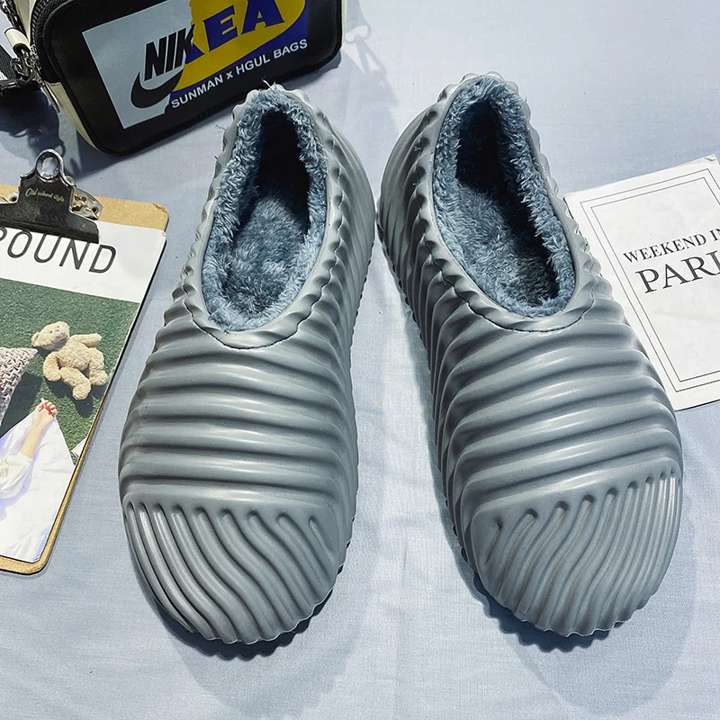 Men\'s Home Clogs 2020 New Winter Comfortable Slippers Plush Lining Shoes Soft House Warmlining Clogs Waterproof High Quality