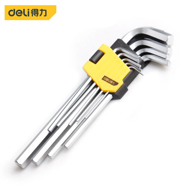 

deli Wrench Metric Size Short Arm Hand 1.5-10mm Tool Chromium-vanadium Steel Spanner Allen Hex Key Short Arm Wrench High Quality