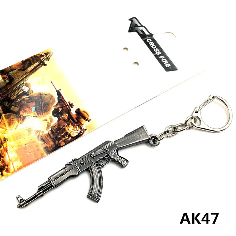 Game CSGO Weapon Keychain AK MP5 Gun Model Key Ring Metal Pendant llaveros Souvenir Accessories Gift 6 cm