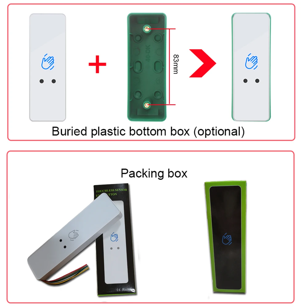 Contactless No Touch Sensor Exit Switch Induction Type Release Exit Button Switch Access Control DC12V/24V With LED