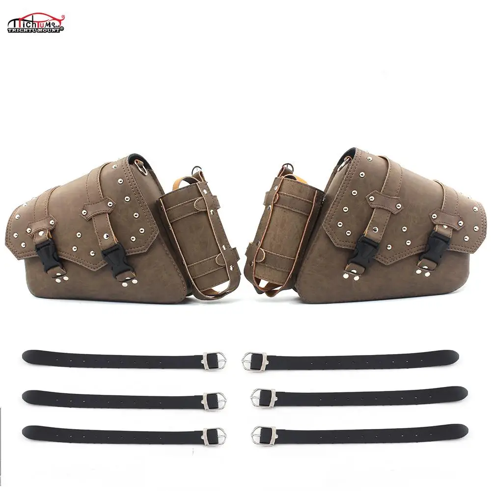 Motorcycle Saddle bags PU Leather Swingarm Bag Motorcycle SaddleBags Side Tool Bags Storage For Harley Sportster XL 883 XL1200