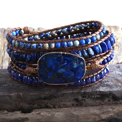 New Designer Women Vegan Boho Bracelet Handmade Mixed Natural Stones Charm 5 Strands Wrap Bracelets Women Jewelry