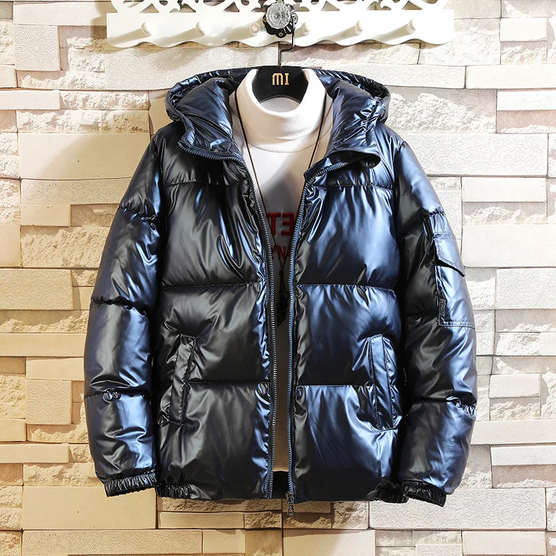 

New Winter New Parka Jacket Men Hooded Collar Windbreaker Men Clothing Jaqueta Masculina Warm Bright Parka Coat Plus Size M-5XL