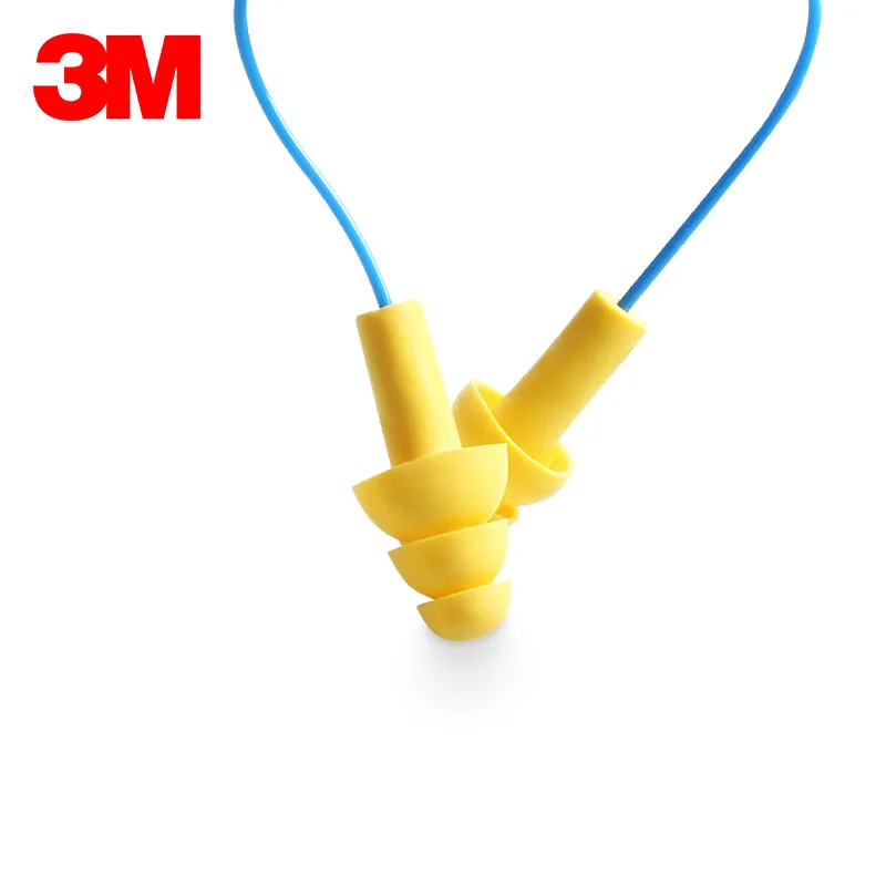 10pcs 3M 340-4004 noise earplugs Christmas tree shape earplugs yellow With lines Learn Sleep jobs ear plugs