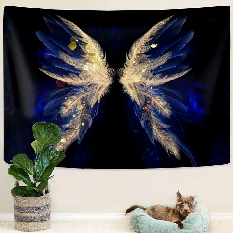 Feather Butterfly Wall Tapestry Psychedelic Macrame Wall Hanging Gypsy Art Boho Indie Room Decor Large Fabric Sheet Sofa Blanket