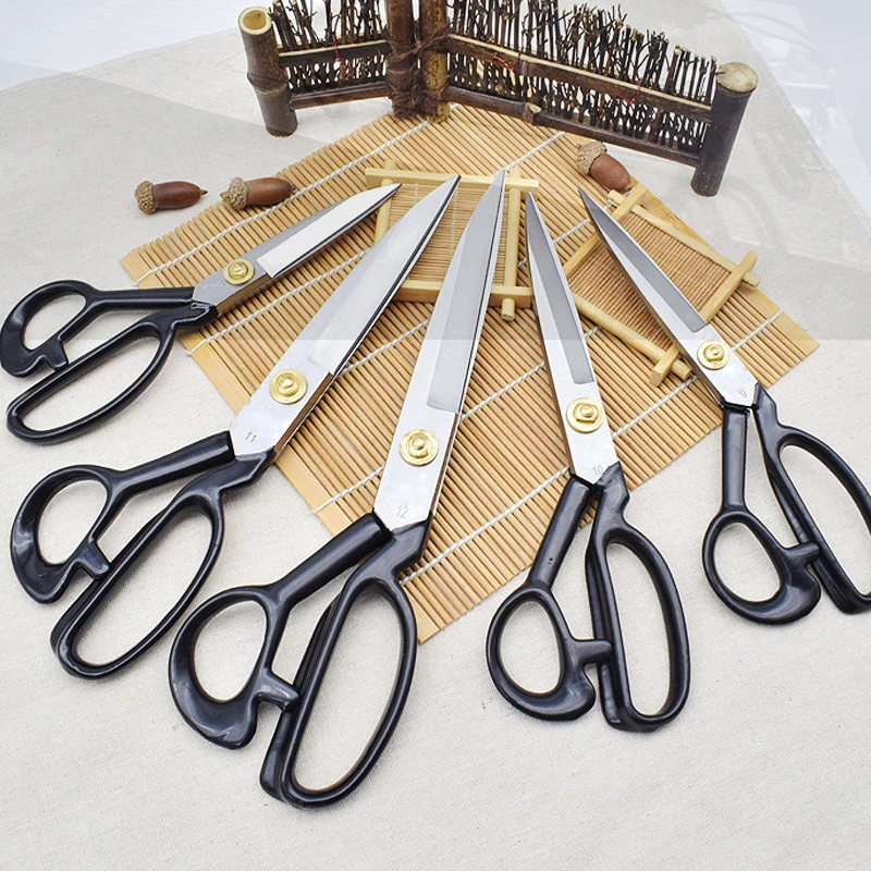 Carbon Steel Professional Sewing Tailor Scissors 8/9/10/11/12 Inch Straight Guided Clothing Fabric Craft Embroidery