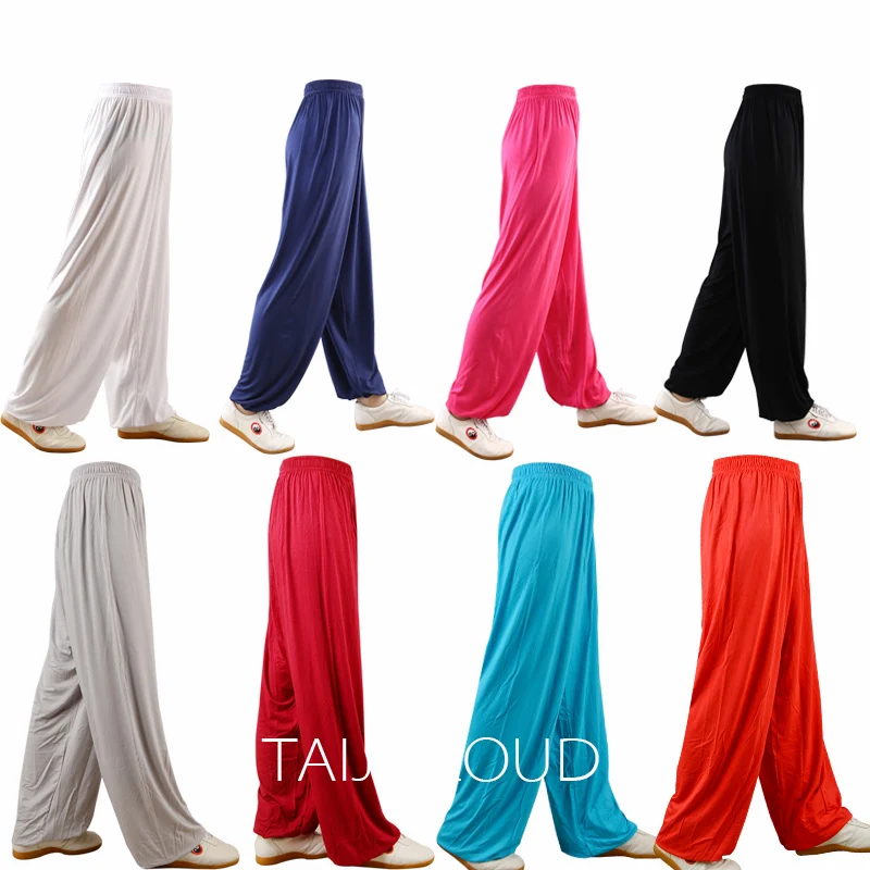 Bamboo fiber pants for tai chi, modal, martial arts practice, summer and autumn, lantern yoga, Home Plus size, loose, morning