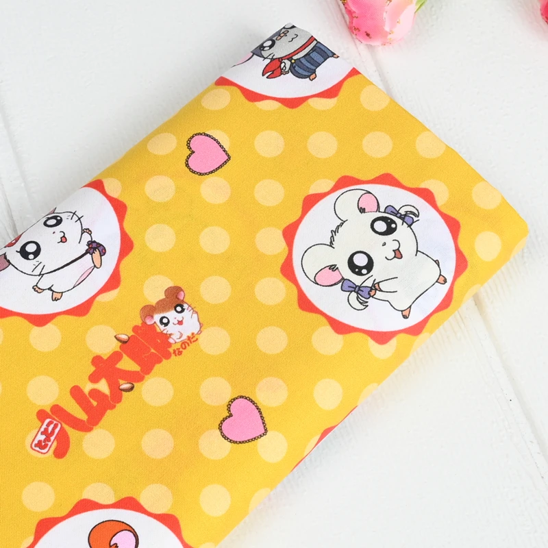 45x110cm Cute hamster Hamtaro100% Cotton Fabric Print Cloth Sewing Quilting For Patchwork Needlework DIY Handmade Material