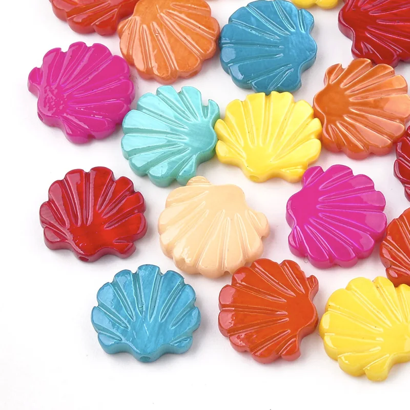 

50pcs Freshwater Shell Beads Dyed Scallop Shell Shape Bead for DIY jewelry making bracelet necklace Supplies Hole: 0.8mm F70