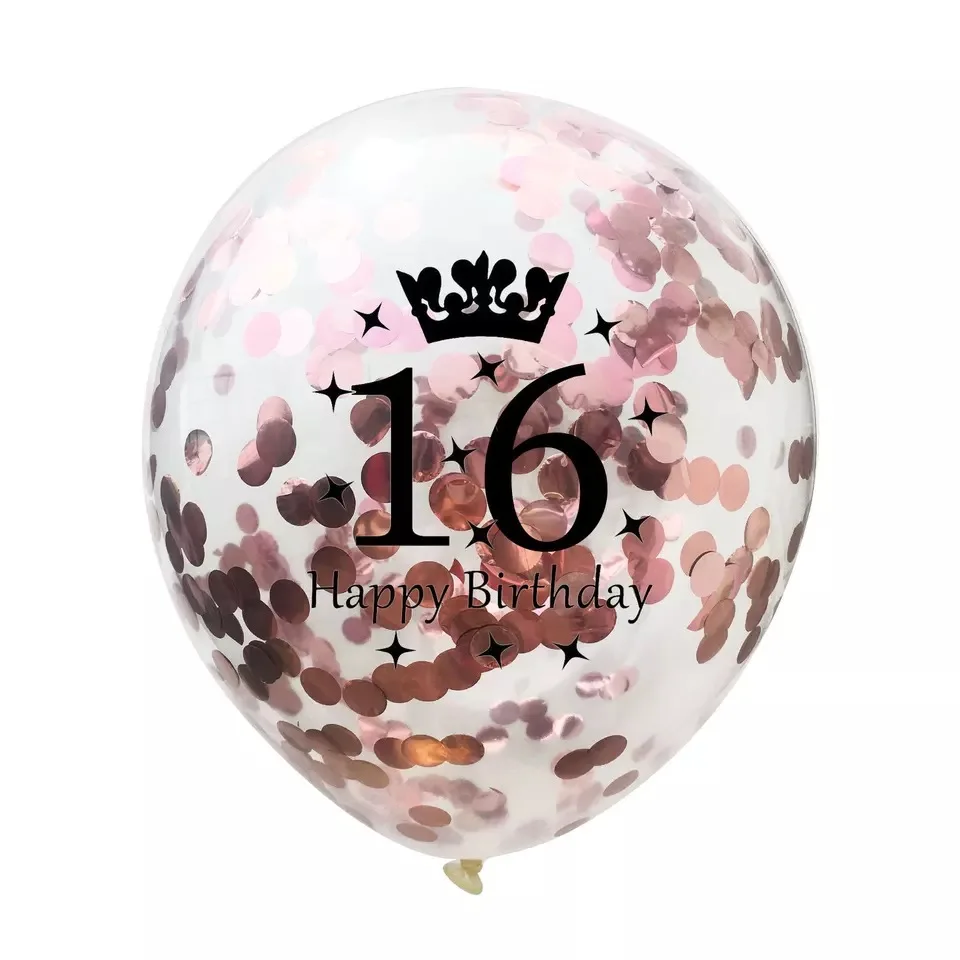 15 قطعة/المجموعة 16th بالونة عيد ميلاد سعيد ديكور الذهب والفضة النثار بالونات اللاتكس لعمر 16 سنة عيد ميلاد احتفال الديكور #4