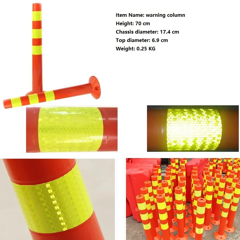 New 70cm Plastic Road Facilities Crossing Sign Safety Warning Pile Elastic Column Safety Cone