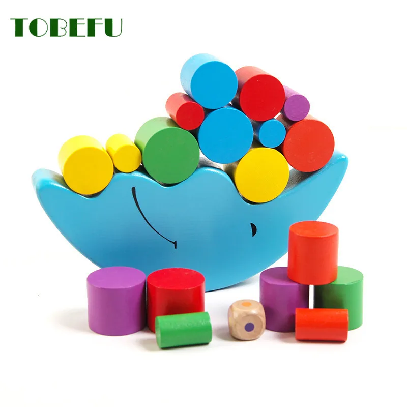 Wooden Stacking Blocks Balancing Puzzle Moon Equilibrium Game Montessori Parent-Child Interaction Sorting Toys for Children