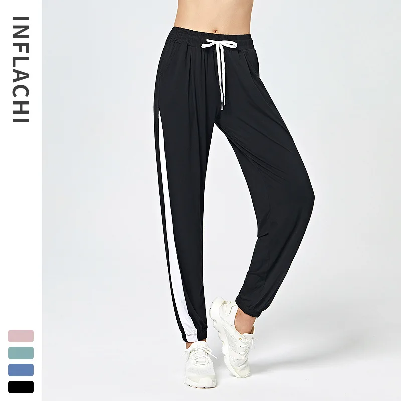 YAPU-pantalones de Yoga holgados para mujer, ropa deportiva de secado rápido para gimnasio, Fitness, correr, cintura elástica, entrenamiento, verano, 2021