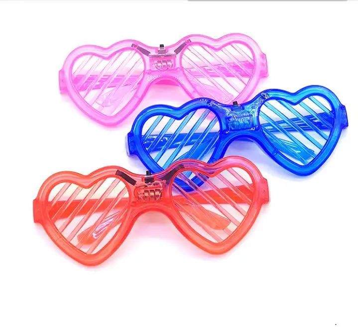 LED Light Up Shutter Shades Sunglasses Neon Flashing Heart Glowing Glasses Party Decoration for Adults Kids 50pcs