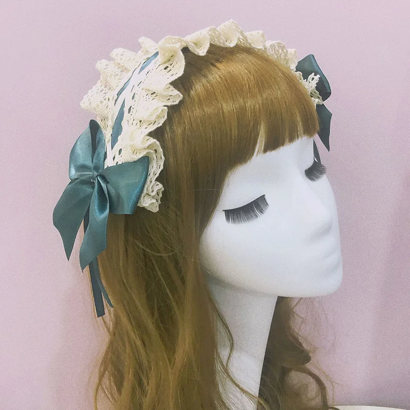 Feminino laço arco nó bandana hairband lolita maid cosplay festa de cabelo hoop headwear lolita acessórios para cabelo