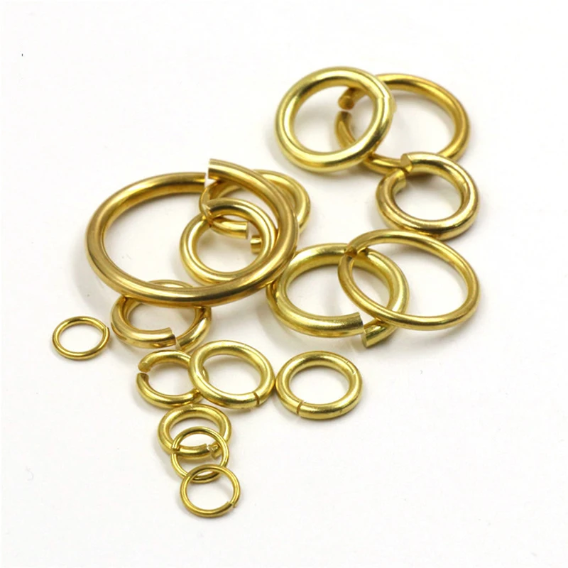 50pcs Solid Brass Open O Ring Seam Round Jump Ring Garments Shoes Leather Craft Bag Jewelry Findings Repair Connectors