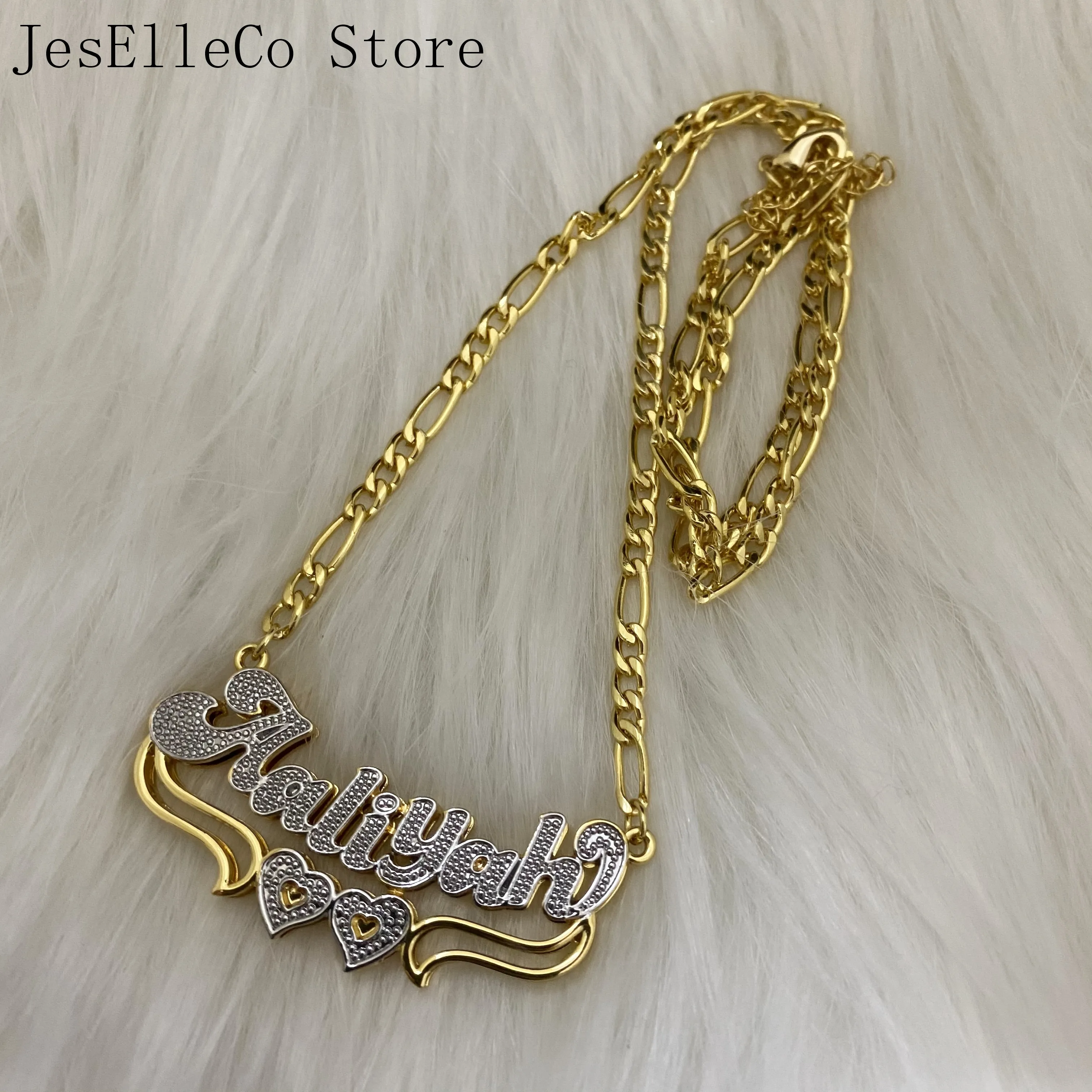 New Custom Name Necklace Women Double Plated Gothic Nameplate Necklace Personalized Customized  Necklace Gift