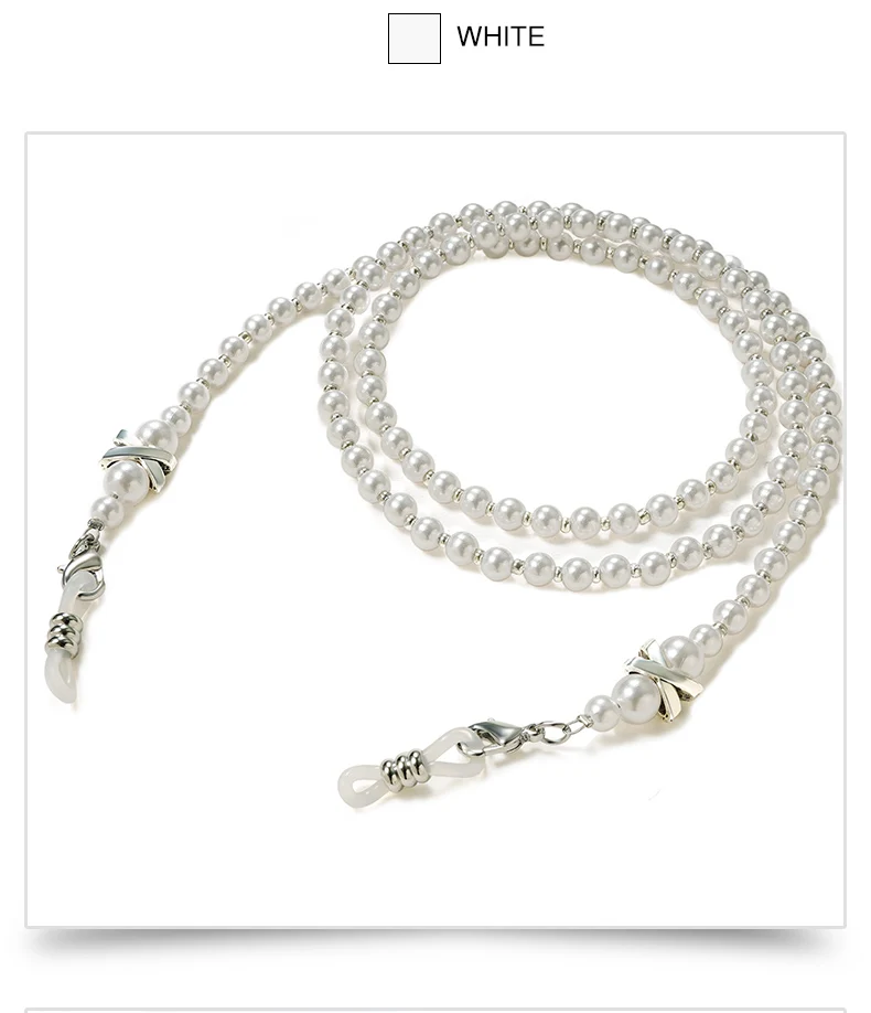 Stilvolle Perlen-Perlen-Brillenkette für Damen, modische Perlen-Perlen-Lanyard-Perlen-Perlen-Halskette – Detail 7